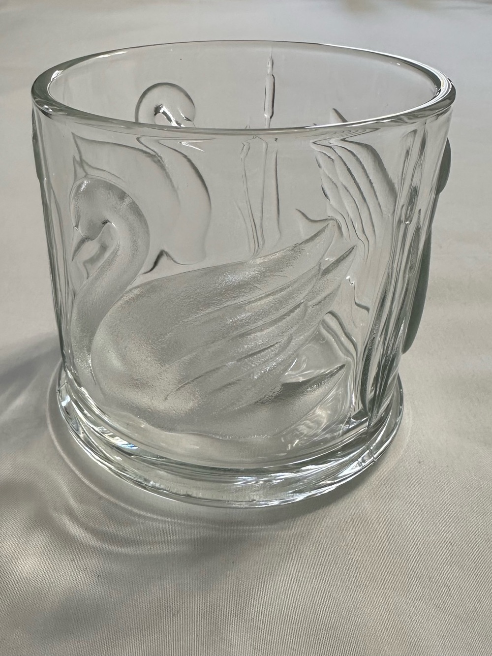 Clear Glass Swan Embossed Vase/candle holder